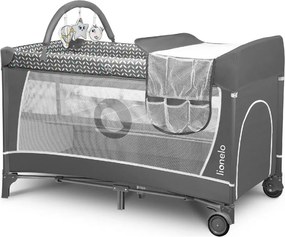 Lionelo - Преносимо бебешко креватче FLOWER, сиво Scandi
