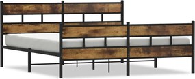 3308466 vidaXL Метална рамка за легло, без матрак, опушен дъб, 180x200 см