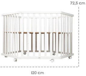 Бяла кошара за игра с регулируема височина/на колелца – Roba