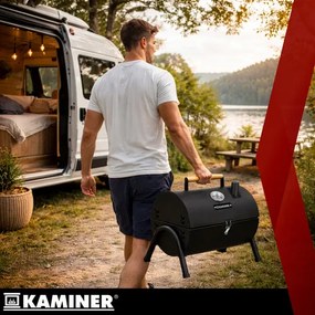 Туристическа скара на дървени въглища с капак