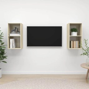 3079847 vidaXL ТВ шкафове за стенен монтаж, 2 бр, дъб сонома, инженерно дърво