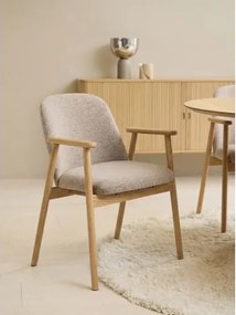 РОДЭРИЦ Ляттэ Бэигэ (тъкан Монза 60)/рамка от лакиран дъб - ДЪРВЕН СТОЛ БУКЛЕ РЕТРО