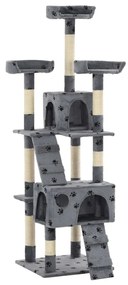 170613 vidaXL Котешко дърво със сизалени стълбове, 170 см, сиво, на лапички