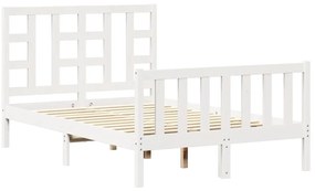 3191942 vidaXL Рамка за легло с табла бяла Small Double масивна дървесина