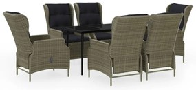 3099670 vidaXL Градински трапезен комплект, 7 части, кафяв