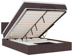 3312232 vidaXL Османска легло с матрак и LED, тъмнокафяво, 140x200 см, плат