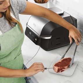 Фритюрник с горещ въздух и грил 5в1 Ninja Foodi Smart EG351EU, 1760W, 5.7 л, До 4 порции, 5 режима, Cyclonic Air, Smart Cook, Керамично покритие, Черен/инокс