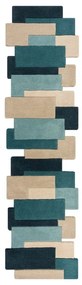 Синьо-бежова вълнена пътека 66x300 cm Collage – Flair Rugs