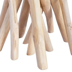 288813 vidaXL Маса за кафе със стъклен плот, 35x35x50 см, тиково дърво масив