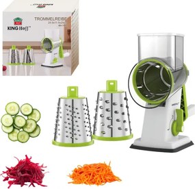 Ръчно ренде с 3 сменяеми приставки Kinghoff KH 1960, Неръждаема стомана, Бял/Зелен