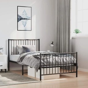 350877 vidaXL Метална рамка за легло с горна и долна табла, черна, 100x200 см
