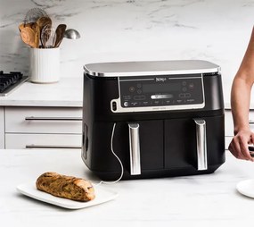 Двоен фритюрник с горещ въздух Ninja AF451EU, 2470W, 9.5 л, 6 програми, Независими зони, Синхронизация, Черен