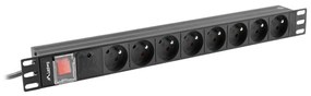 Schuko 19" 6 начина многофункционален адаптер за контакт Lanberg PDU-06E-0200-BK (2 m)