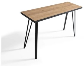 Черна/естествена конзолна маса с дъбов плот 60x120 cm Sindi - Marckeric