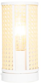 Ориенталска настолна лампа бяла с ратан 12 см - Akira