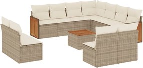 3260175 vidaXL Градински диван с възглавници, 12 части, бежов полиратан