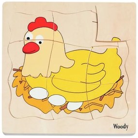 Woody - Многослоен пъзел Яйце и кокошка
