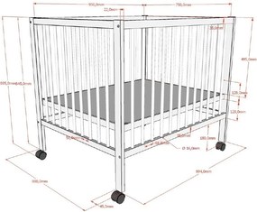 Кафява кошара за игра от масивен бук 95x75 cm Dino – Vipack