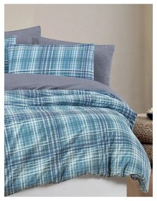 Синьо двойно удължено спално бельо с включен долен чаршаф 4 части 200x220 cm Ekose – Mila Home