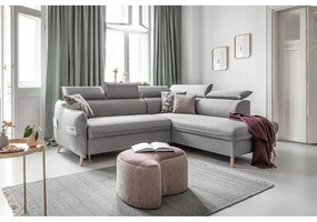 Светлосив ъглов разтегателен диван десен ъгъл Sweet Harmony - Miuform