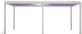 Електрическа пергола Hesperide Evora, Бял алуминий, 6x3.6 m
