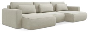 Бежов разтегателен ъглов диван с място за съхранение (U форма) Kapua – Makamii