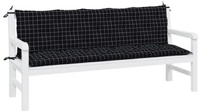 Възглавници за градинска пейка 2 бр черно каре Оксфорд плат