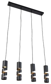Moderne hanglamp zwart 4-lichts - Stream