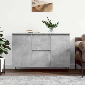 827208 vidaXL Сайдборд, бетонно сив, 101,5x35x70 см, инженерно дърво