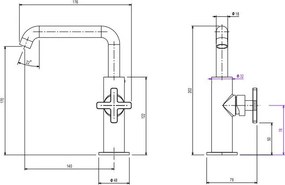 Смесител за умивалник с клапан Clic-Clac Elle Cross La Torre-инокс