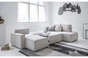 Бял разтегателен ъглов диван от рипсено кадифе (десен ъгъл/"U" форма) Brave Dave – Miuform