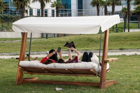 Градински троен люлеещ се стол Luna Deluxe 2600, цвят Бежов
