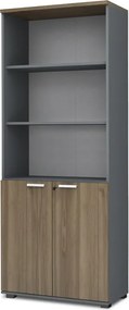 Venturo TopMebel меламинова офис библиотека в цвят антрацит/орех, размери 80 × 40 × 200 см.