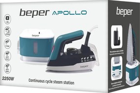 Ютия Beper P204CAL200, 2250W, Керамична плоча, Термостат, Филтър, Непрекъснат цикъл, Бял/синьозелен