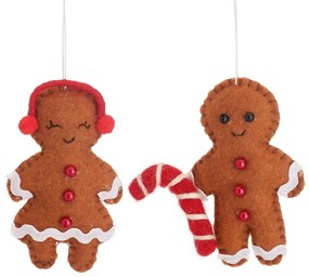 Текстилни ръчно изработени коледни украси в комплект от 2 бр. 10 cm Gingerbread Couple – Sass &amp; Belle