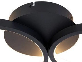 Таванна лампа черна с LED 3-степенна димируема 4-светлина - Lupolo