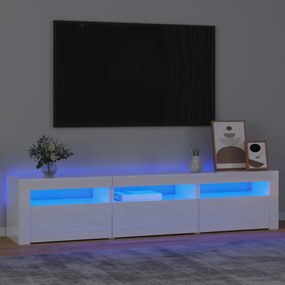 3152758 vidaXL ТВ шкаф с LED осветление, бял гланц, 180x35x40 см