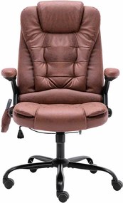 20579 vidaXL Масажен офис стол, светлокафяв, изкуствена велурена кожа