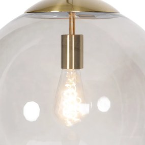 Модерна висяща лампа месинг с опушено стъкло 40 см - Ball