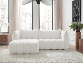Бял ъглов диван от прежда с примки от букле (ляв ъгъл) Azra – Bobochic Paris