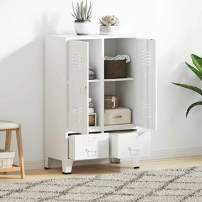 339611 vidaXL Индустриален гардероб, бял, 67x35x107 см, стомана