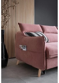 Светлорозов кадифен ъглов разтегателен диван (десен ъгъл) Sweet Harmony - Miuform