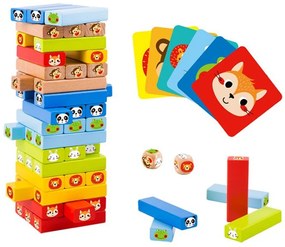 Tooky Toy - Дървена цветна дженга Животни TY704