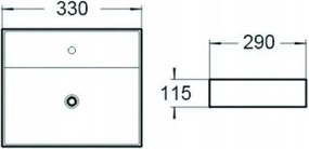 Mexen Mini Монтирана над мивка 33 x 29 см, бяла - 21093300