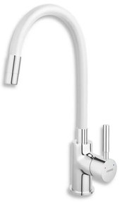 FERRO - Кран за мивка с гъвкаво рамо лъскав хром/бял