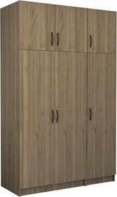 Шкаф с три врати от меламин Victoria с шкафче в цвят орех 150x60x240см.