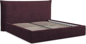 Тъмнолилаво двойно легло 180x200 cm тапицирано с място за съхранение с включена подматрачна рамка Esala – Makamii