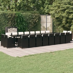 3095667 vidaXL Градински комплект с възглавници 21 части полиратан черен