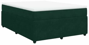 3285647 vidaXL Боксспринг легло с матрак, тъмнозелено, 140x200 см, кадифе