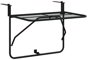 325924 vidaXL Балконска маса, черна, 60x40 см, стомана